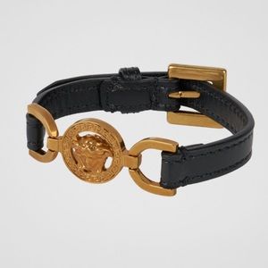 Black Leather Versace Bracelet